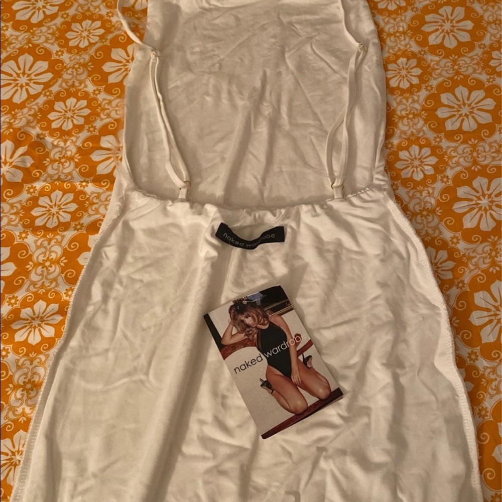 Naked wardrobe lovely white tight dress! Open in the black. Sexy casual